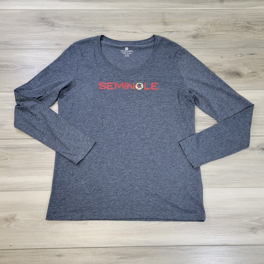 Level Wear T-Shirt Women's XL Blue Gray Seminole Golf Club Long Sleeve New